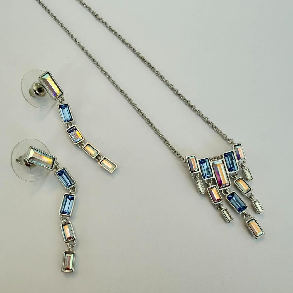 Touchstone Crystal by Swarovski Cascade Necklace + Earrings Set | NIB